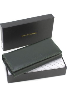 Жіночий гаманець на магнітах шкіряний під багато купюр 18,5х9 Marco Coverna MA501-1-Green(17991) зелений