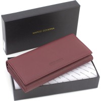 Женский кошелек на магнитах кожаный под много купюр 18,5х9 Marco Coverna MA501-1-Wine Red(17035) пудра