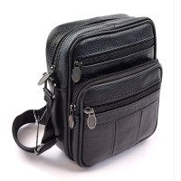 Компактна шкіряна сумка для документів JZ 16х18 JZ-20370-SO Чорна