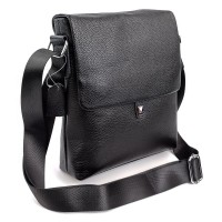 Сумка-планшет шкіряна чоловіча через плече JZ NS8876 21x25x7-8 Чорна