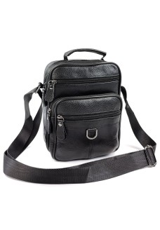 Качественная кожаная сумка мужская с ручкой для ладони JZ KO-021-2 18x22x7-9 Черная