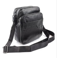 Удобная мужская кожаная сумка JZ KO-333-2 20x24x8 Черная