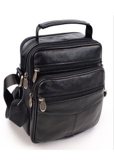 Кожаная сумка мужская с ручкой для ношения в руке JZ AN-111 19x24x9-12 Черная
