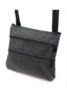 Компактная кожаная сумка кошелёк на шею JZ SN-DDG-01 18х16х2.5 Черный