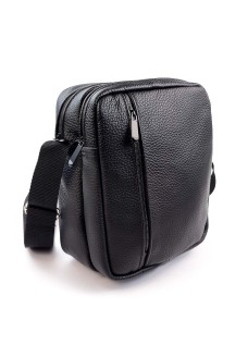Качественная мужская сумка из кожи с ремнем 19х24х10-12 SN-B23CH   черная