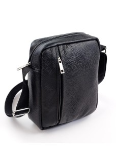 Качественная мужская сумка из кожи с ремнем 19х24х6-8 SN-B13S  черная