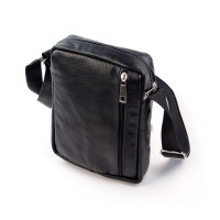 Качественная мужская сумка из кожи с ремнем 15х20х5 SN-MV313 черная