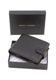 Стильный кожаный кошелек для парней с визитницей 11,5х9 Marco Coverna M111 (21584) черный