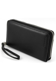 Кожаный мужской кошелек-клатч на молнии с блоком под карточки 19,5х11 Marco Coverna 3051-1 (18123)  черный