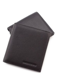 Кожаный мужской кошелек под купюры и карточки 10х10,5 Marco Coverna 168-19L (17878) чёрный