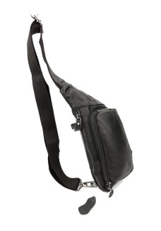 Удобная сумка для парней из кожи через плечо (слинг) JZ NS8810-1 черный