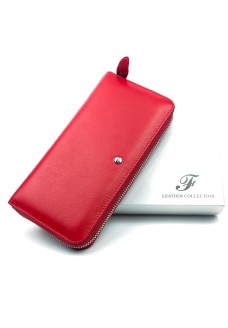 Яркий и практичный кошелек - клатч для женщин из кожи Salfeite F-38-1-RED красный