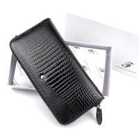 Современный кожаный кошелек с лаковым покрытием Salfeite F-AE38-1-BLACK черный