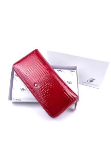 Яркий и практичный лаковый кошелек - клатч из кожи Salfeite F-AE38-RED красный