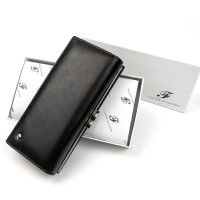 Класичний функціональний гаманець із шкіри для дівчат Salfeite F-1518-BLACK чорний