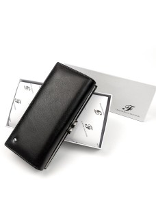 Класичний функціональний гаманець із шкіри для дівчат Salfeite F-1518-BLACK чорний