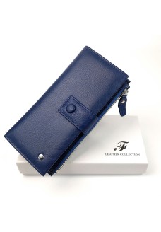 Качественный кожаный кошелек для женщин Salfeite F-1432-BLUE синий