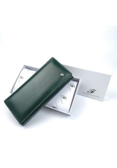 Современный кожаный кошелек для женщин из натуральной кожи Safeite F-501-GREEN зеленый