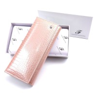 Модний лаковий гаманець зі шкіри з тисненням Salfeite F-AE150-1-PINK рожевий (пудра)
