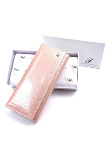 Модный лаковый кошелек из кожи с тиснением Salfeite F-AE150-1-PINK розовый (пудра)