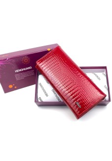 Жіночий шкіряний лаковий гаманець на магнітах з монетницею HENGHUANG HH-AE501-1-RED червоний