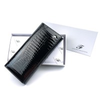 Лаковый кошелек из кожи с тиснением для женщин Salfeite F-AE501-1-BLACK черный