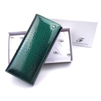 Гаманець із тисненої лакової шкіри у стильному дизайні Salfeite F-AE501-1-GREEN зелений