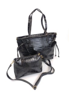 Комплект сумок для дівчат два в одному рифлений (2 в 1) JZ NS805-4 чорна 