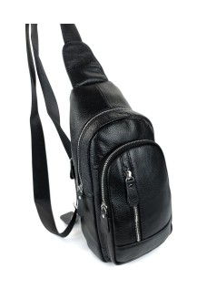 Шкіряний чоловічий рюкзак через плече JZ NS805 чорний