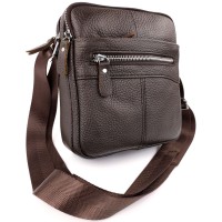 Мужская сумка - барсетка из натуральной кожи JZ NS6625-2 коричневая