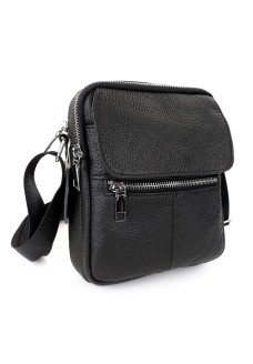 Качественная мужская сумка из кожи с ремнем JZ NS1106-1 черная