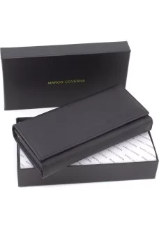 Женский кошелек из натуральной кожи на два отделения 18,5х9 Marco Coverna MA246-Black(17174) чёрный