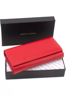 Женский кошелек из натуральной кожи на два отделения 18,5х9 Marco Coverna MA246-Red(17180) красный