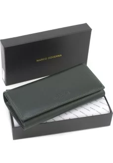 Женский кошелек на магнитах кожаный под много купюр 18,5х9 Marco Coverna MA501-1-Green(17991) зелёный