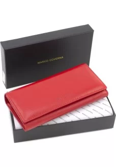 Женский кошелек на магнитах кожаный под много купюр 18,5х9 Marco Coverna MA501-1-Red(17132) красный 