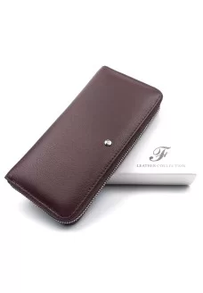 Красивый классический кошелек - клатч из кожи для женщин Salfeite F-38-1-BROWN коричневый