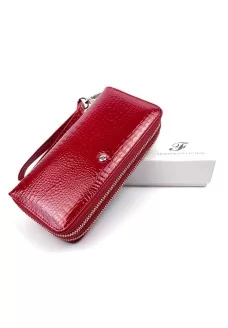 Яркий и современный лаковый кошелек из кожи для девушек Salfeite F-AE39-RED красный